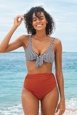 Coupon 🤩 Cupshe Windowpane High Waisted 👙 Bikini 🎉