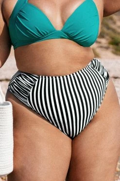 Best Sale π Cupshe Chaya Striped Ruched Plus Size π Bikini Bottom π₯