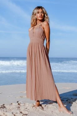 Coupon 🤩 Cupshe Talia Khaki Halter 👗 Dress ⌛