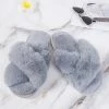 Best Pirce 🔥 Cupshe Karter Grey Cross Strap Fluffy Slippers ❤️