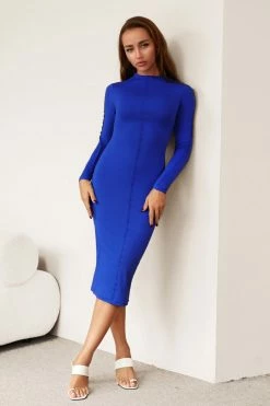 Outlet 🧨 Cupshe Sonia Blue Long Sleeve Bodycon 👗 Dress 😍