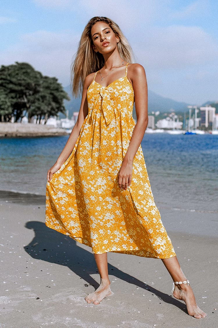 New 🔥 Cupshe Yellow Floral 👗 Dress ✨ 3 New 🔥 Cupshe Yellow Floral 👗 Dress ✨ - Image 3