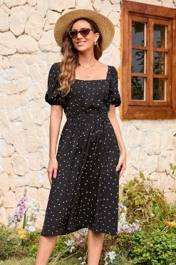 Cheap ⭐ Cupshe Rachelle Square Neck Fitted Waisted A-Shape 👗 Dress ✔️