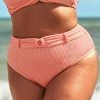 Outlet ❤️ Cupshe Janet O-ring Belt High Waisted Plus Size 👙 Bikini Bottom 😍