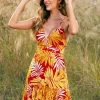New 🎉 Cupshe Royal Thin Strap Tropical Plants A-Shape 👗 Dress ⌛
