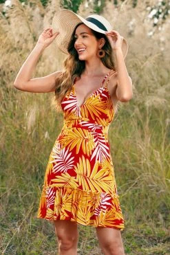 New π Cupshe Royal Thin Strap Tropical Plants A-Shape π Dress β