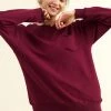 Buy ❤️ Cupshe Havana Burgundy Oversized Pullover Sweatshirt 👏