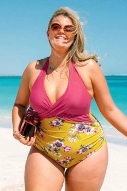 Cheap 👏 Cupshe Madalyn Floral Halter Plus Size One Piece 🩱 Swimsuit 🔥