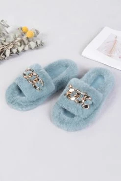 Cheapest 👏 Cupshe Brownstone Fluffy Chain Decor Slippers ⭐