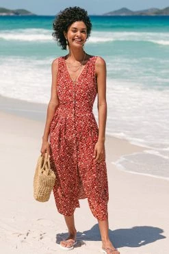 Outlet π Cupshe Milana Ditsy Button Front Tie Back π Dress π§¨