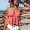 Best deal 🧨 Cupshe Pink And Floral Ruffle Buttoned Tankini 😀