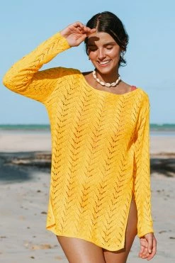 Promo π Cupshe Yellowstone Crochet Split Side Cover Up β