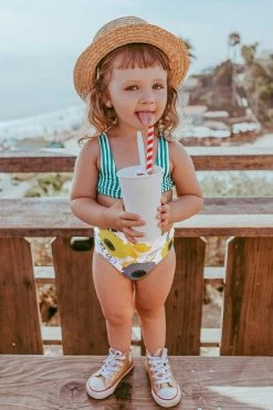 Cheap ✨ Cupshe Aqua Striped and Floral One Piece 🩱 Swimsuit For Toddler Girls and Girls 🛒