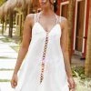 Cheap ✨ Cupshe Yasmine White V-neck Drawstring Halter 👗 Dress ✔️