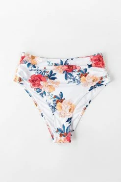 Cheap ❤️ Cupshe White Floral Shirring High Waisted 👙 Bikini Bottom 👏 -Cupshe Online Shop 1 80775970 6eaa 40f8 8381 fdd798cca7be