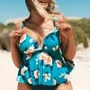 Cheap ⭐ Cupshe Ashley Floral Ruffle Plus Size Tankini 🎉