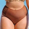 Hot Sale 🌟 Cupshe Josie Brown Ruched High Waisted Plus Size 👙 Bikini Bottom 🔔