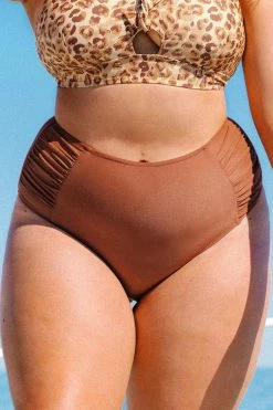 Hot Sale 🌟 Cupshe Josie Brown Ruched High Waisted Plus Size 👙 Bikini Bottom 🔔