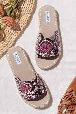 Top 10 😀 Cupshe Raspberry Wide Band Slide Sandals ✔️