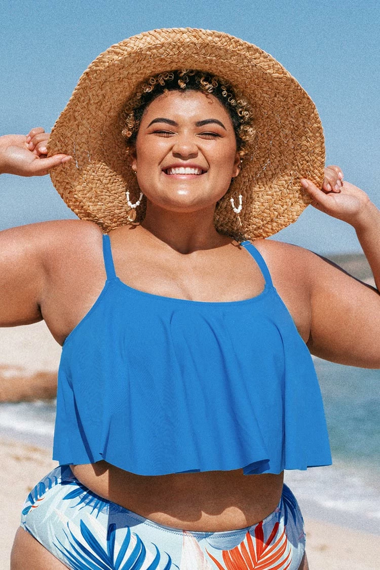 Best deal π Cupshe Stacey Blue Ruffle Plus Size Tankini Top π 1 Best deal π Cupshe Stacey Blue Ruffle Plus Size Tankini Top π