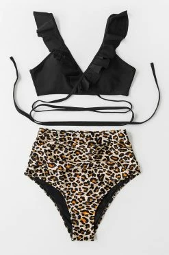 Promo 😀 Cupshe Black and Leopard Falbala 👙 Bikini 🧨 -Cupshe Online Shop 1 888cdbb7 8004 4bf2 bb9e b1f7e26ff7ac