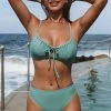 Flash Sale ❤️ Cupshe Seaside Holiday Tie-Front Bralette and High Waist 👙 Bikini Set 🛒