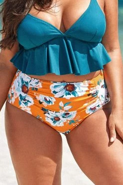 Cheapest π Cupshe Esther Floral High Waisted Plus Size π Bikini Bottom π