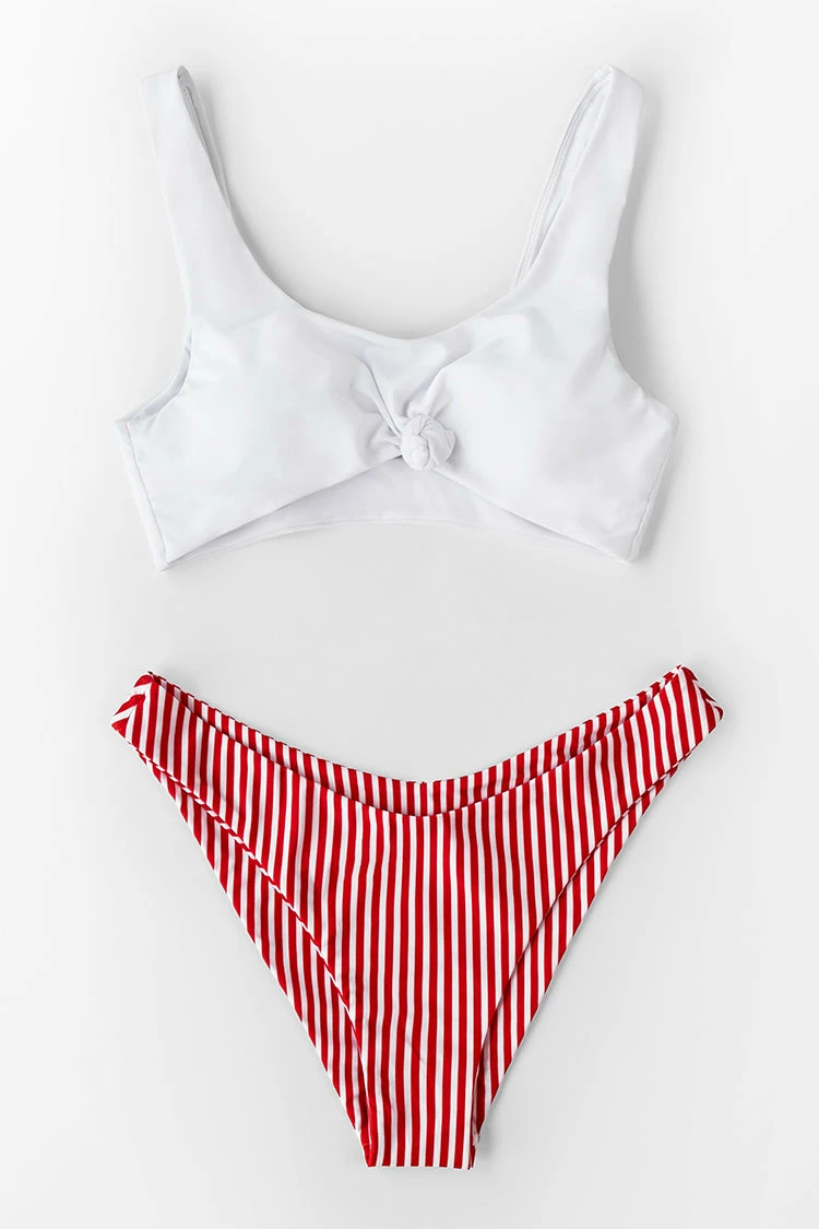 Flash Sale π Cupshe White Knotted and Red Stripe π Bikini β 4 Flash Sale π Cupshe White Knotted and Red Stripe π Bikini β - Image 4
