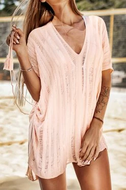 Best Pirce 🧨 Cupshe Pink Crochet Tassels Cover Up 👏
