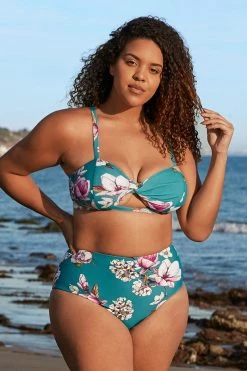 Budget 🤩 Cupshe Blue Floral Cutout High Waisted Plus Size 👙 Bikini 🧨