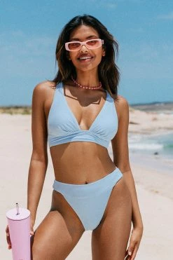 Wholesale 👏 Cupshe Abigale Blue Criss Cross Back Tie Ruched 👙 Bikini 🔔