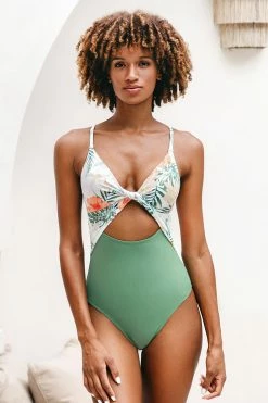 Cheapest 🔔 Cupshe Willow Tropical Twist Colorblock One Piece 🩱 Swimsuit 🤩