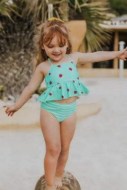 Best Sale 🧨 Cupshe Abigail Strawberry Ruffle Tankini For Toddler Girls And Girls 🔔