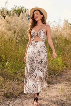 Best deal 🤩 Cupshe Khaleesi Leopard Cutout Slip 👗 Dress 🌟