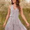 Deals ❤️ Cupshe Lacey Striped Ruffle Halter 👗 Dress ✔️