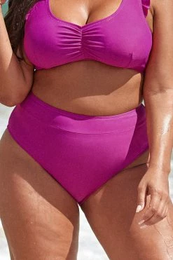 Cheapest 🌟 Cupshe Amira Fuchsia High Waisted Plus Size 👙 Bikini Bottom ❤️