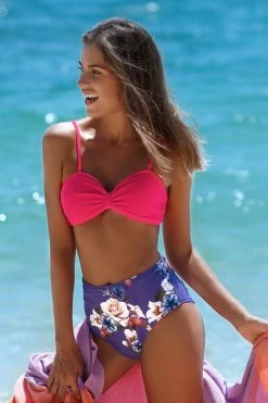 Best Sale π Cupshe Neon Pink π Bikini with Floral Bottom π―