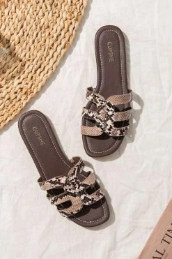 Coupon ✔️ Cupshe Forbidden Fruit Snakeskin Cutout Slide Sandals 🎉