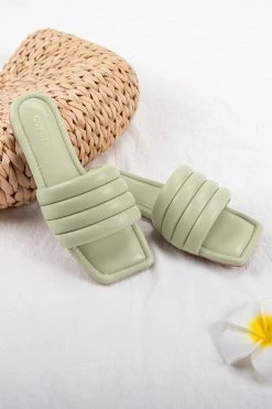Flash Sale ✨ Cupshe Sage Light Green Wide Band Square Toe Slide Sandals 🎉
