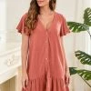 Budget 🛒 Cupshe Justice V-neck Button Ruffle Loose Waisted Tunic 👗 Dress 🌟