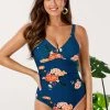 Deals ⌛ Cupshe Blue Floral Cutout One Piece 🩱 Swimsuit ⌛