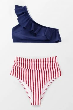 Promo 😍 Cupshe One Shoulder Ruffle Striped 👙 Bikini 💯 -Cupshe Online Shop 1 a3bcbd62 fabf 4c5d b155 9c44b2f9b7a7