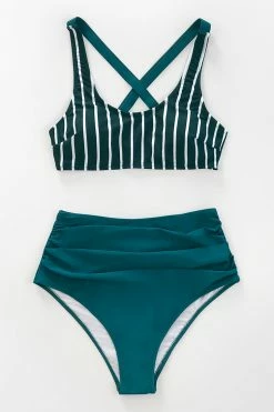 Buy ✔️ Cupshe Teal And White Striped High Waisted 👙 Bikini ❤️ -Cupshe Online Shop 1 a4b99cb8 e399 4426 9541 aeb7a02fa3d3