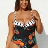 Best Sale 👏 Cupshe Stripe and Orange Plus Size One Piece 🩱 Swimsuit 😀