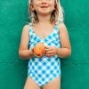 New 👍 Cupshe Blue and White Gingham One Piece 🩱 Swimsuit For Toddler Girls and Girls 🧨