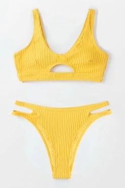 Coupon π Cupshe Textured Yellow High Leg π Bikini β