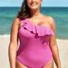 Top 10 🎁 Cupshe Felicia Pink One Shoulder Plus Size One Piece 🩱 Swimsuit 👍