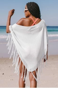 Coupon ⭐ Cupshe Kamilah White Fringe Hem Cover Up 👍