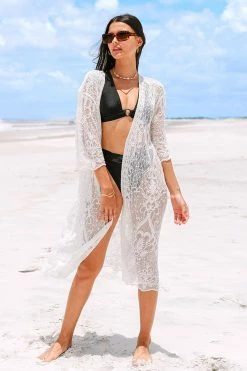 Best Sale ✨ Cupshe Kelsi White Embroidery Open Front Cover Up 😀