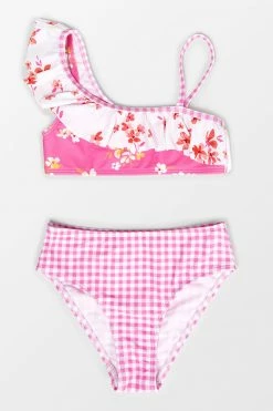 Buy ⌛ Cupshe Girls' Ditsy Mix Ruffle One Shoulder and Hipster 👙 Bikini Set ✔️